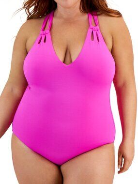 Becca Etc Plus Size Color Code Double-Strap One-Piece Swimsuit